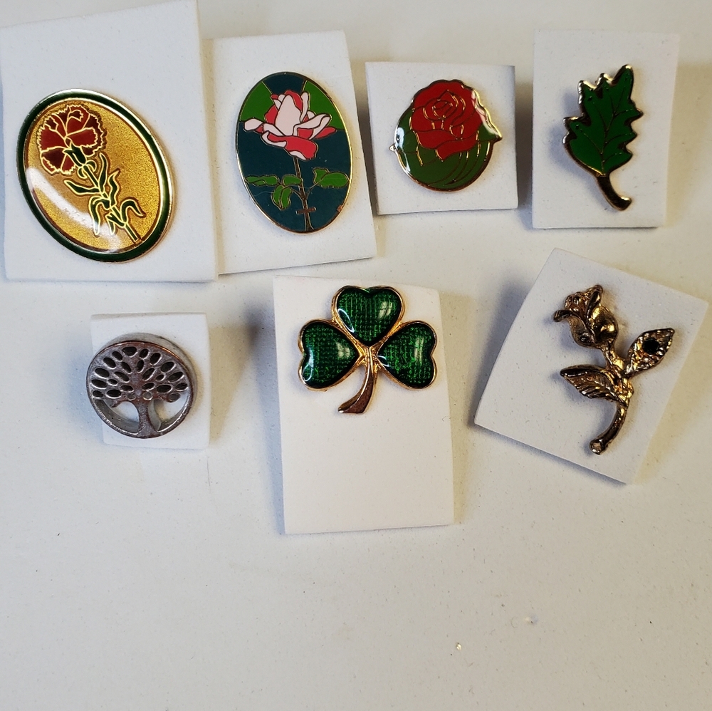 Lapel Pin Hat Pin Jacket Pins Nature Theme Flowers Leaves Trees Qty 7